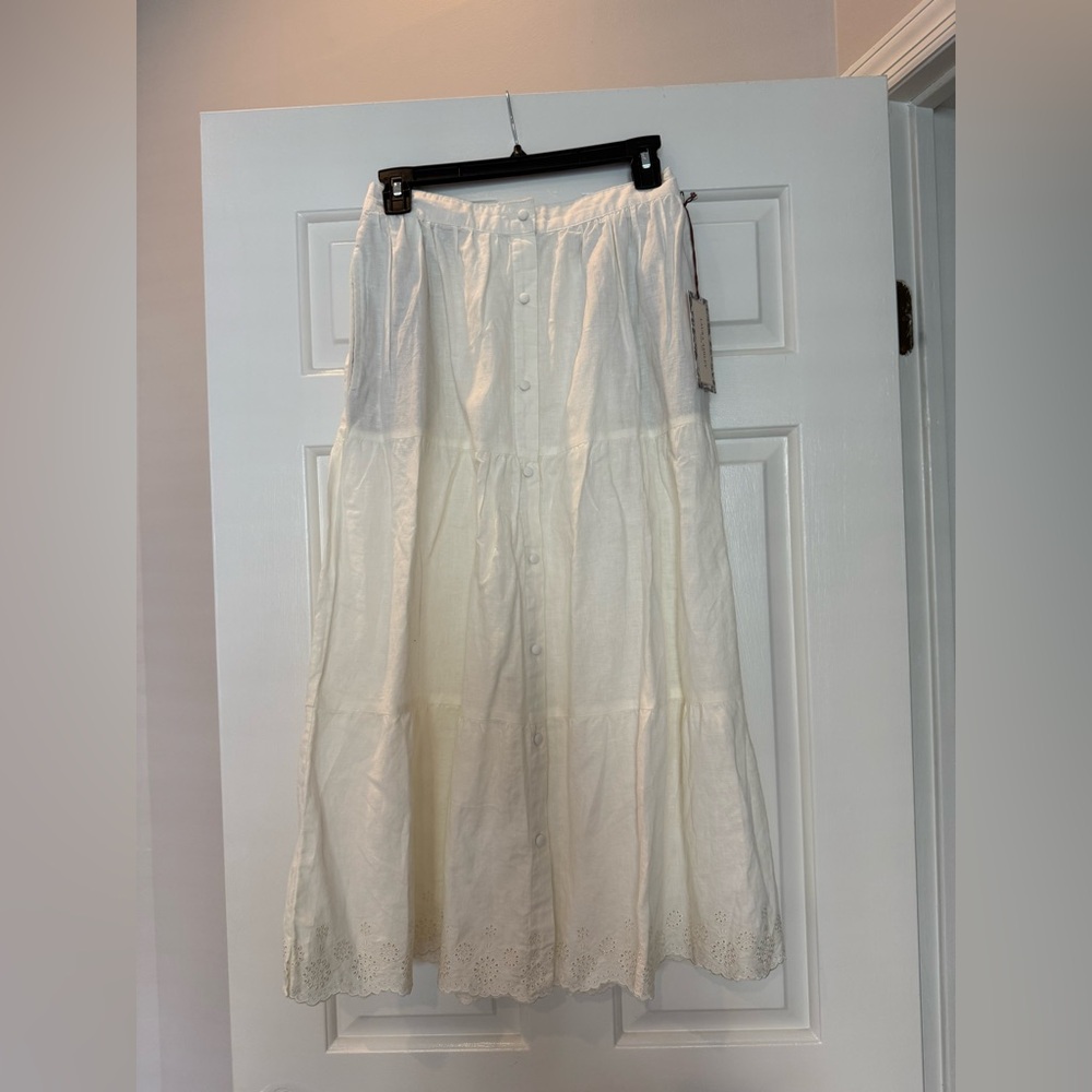 Laura Ashley Cream Button-Down Maxi Skirt